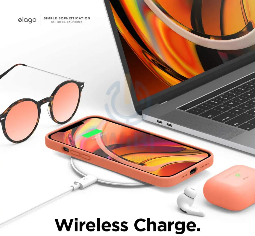Elago iPhone 12 Pro Max Liquid Silicone Case - Nectarine Accessories > Mobiles & Tablets > Mobiles > Screen Protectors