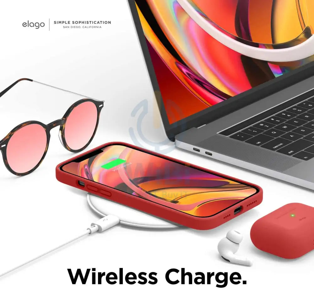 Elago iPhone 12 Pro Max Liquid Silicone Case - Red Accessories > Mobiles & Tablets > Mobiles > Screen Protectors &