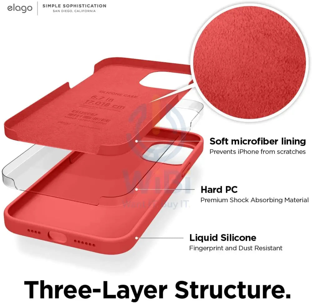 Elago iPhone 12 Pro Max Liquid Silicone Case - Red Accessories > Mobiles & Tablets > Mobiles > Screen Protectors &