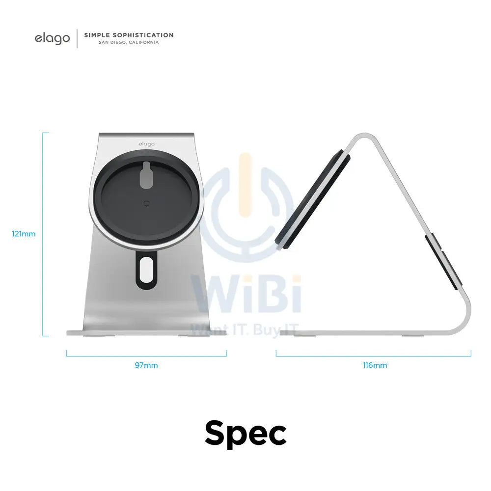 Elago MS4 Aluminum Charging Stand for MagSafe - Silver Accessories > Mobiles & Tablets > Mobiles > Mobile Holder