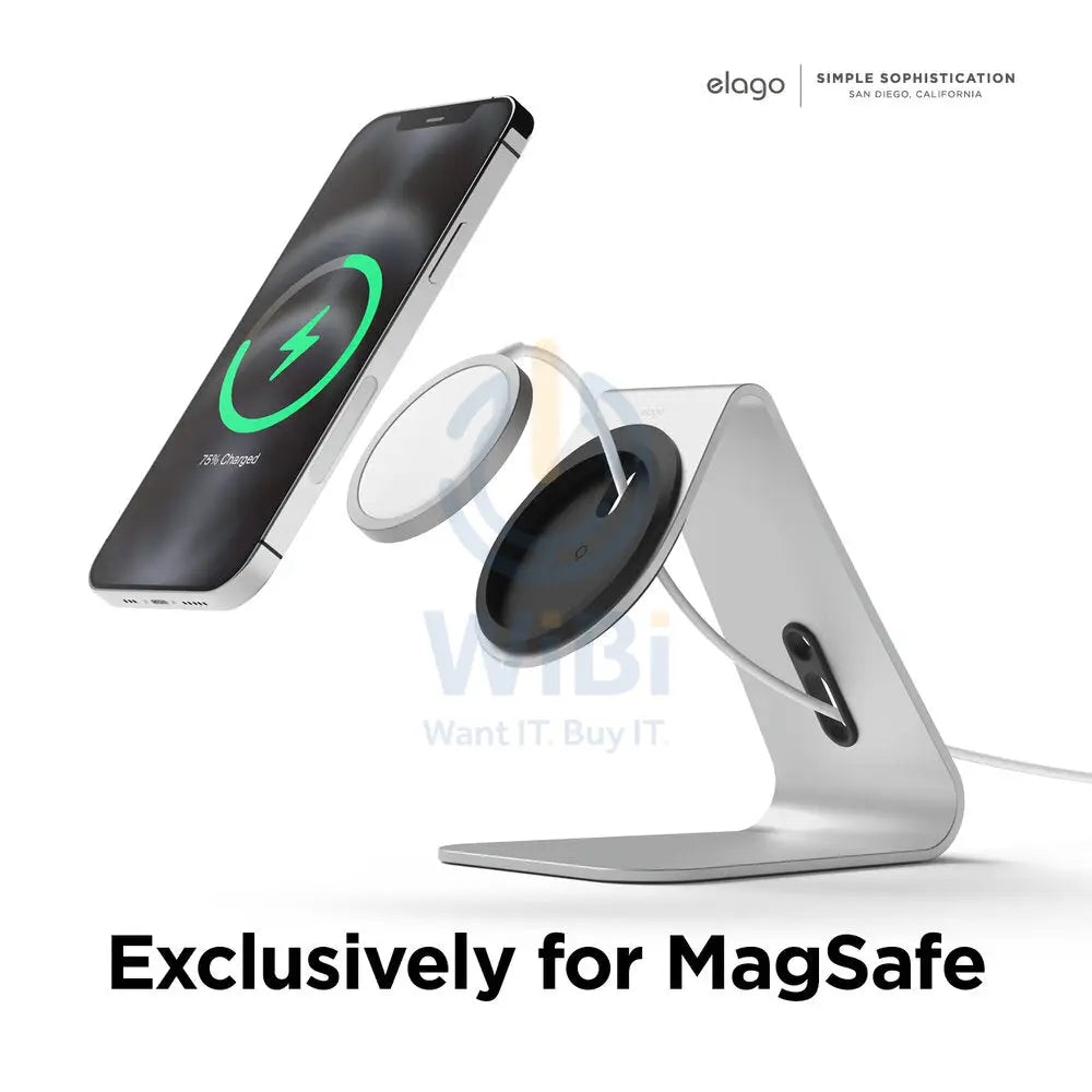 Elago MS4 Aluminum Charging Stand for MagSafe - Silver Accessories > Mobiles & Tablets > Mobiles > Mobile Holder