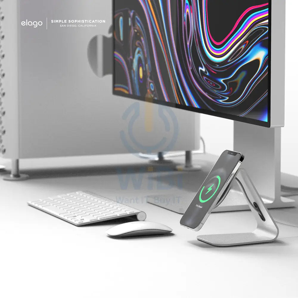 Elago MS4 Aluminum Charging Stand for MagSafe - Silver Accessories > Mobiles & Tablets > Mobiles > Mobile Holder