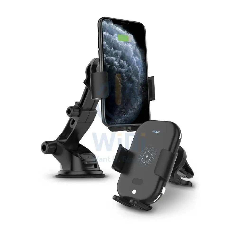 Elago Wireless Car Fast Charger with Auto-Clamping Car Mount - Black Accessories > Power Adapters