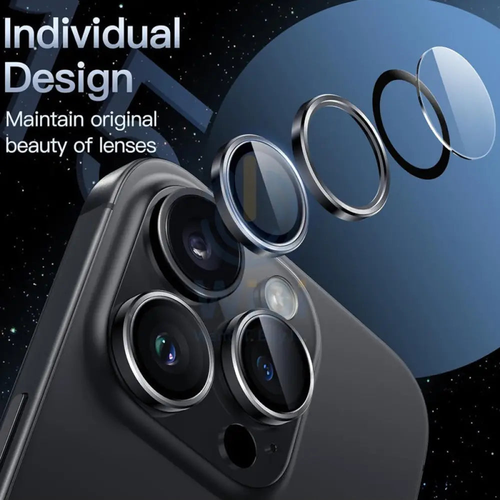 Eltoro Individual Ar Metal Rings Camera Lens Protector for iPhone 15 Pro / 15 Pro Max - Black Accessories > Mobiles &