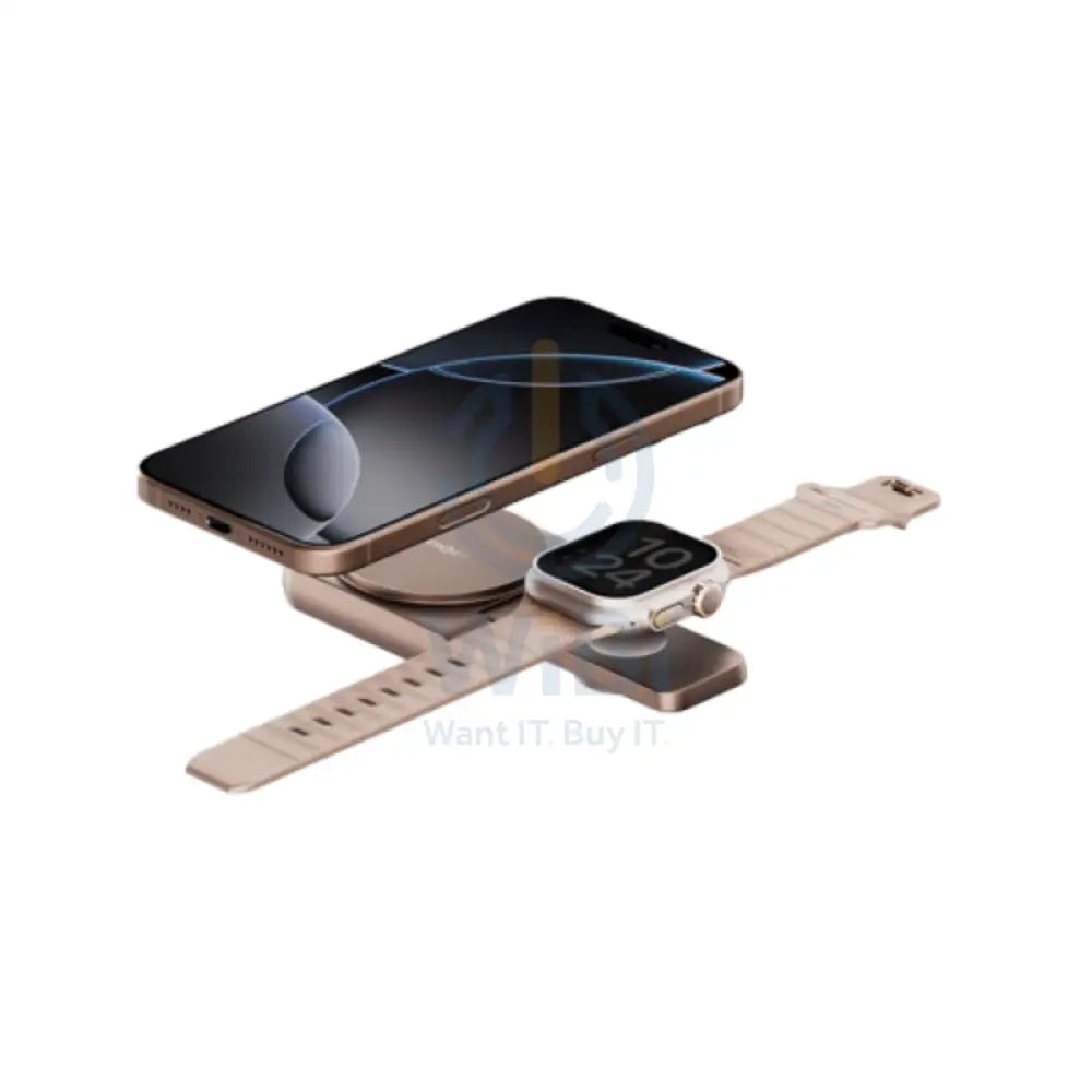 Energea MagDuo 2 IN 1 Foldable Magsafe Fast Wireless Charger 15W / Gold Accessories > Power Adapters