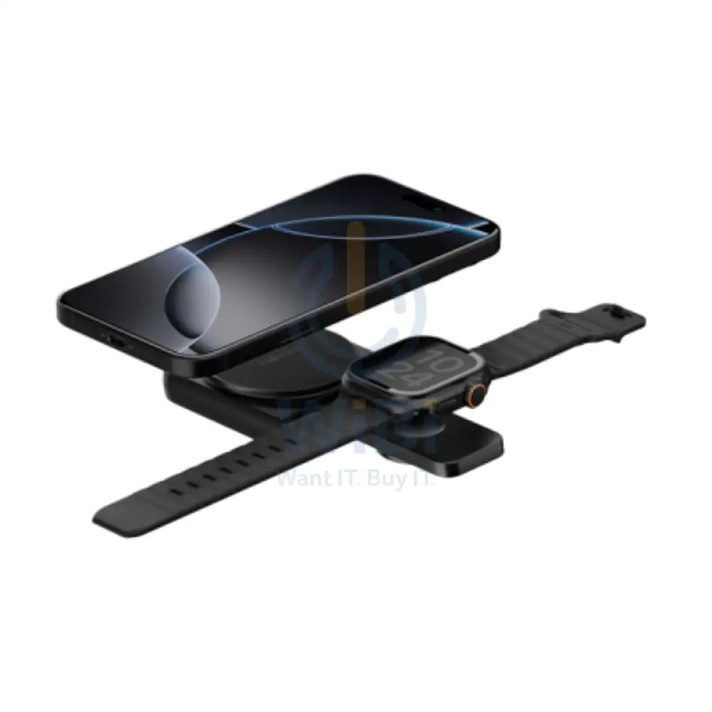 Energea MagDuo 2 IN 1 Foldable Magsafe Fast Wireless Charger 15W / Gunmetal Accessories > Power Adapters
