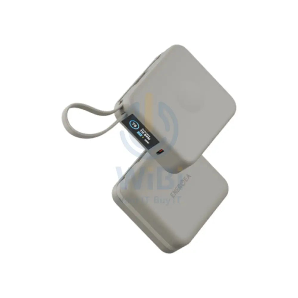 Energea Magpac Mini Plus Wireless Power Bank With Built-in USB-C Cable & Display - 10000mAh / Sand Accessories > Power
