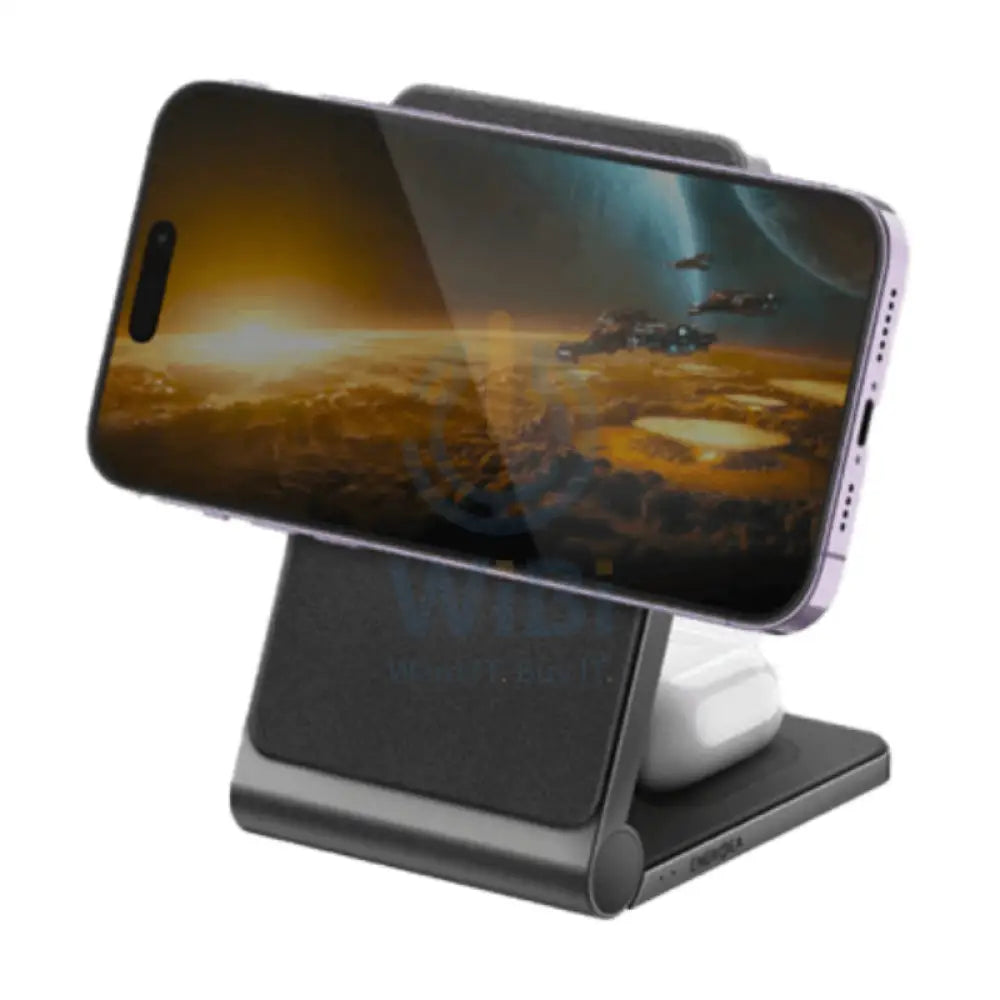 Energea MagTrio 3 IN 1 Foldable Magnetic Fast Wireless Charger 15W / Gunmetal Accessories > Power Adapters