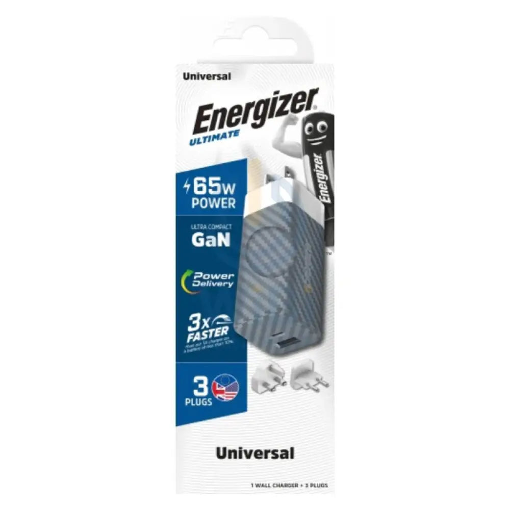 Energizer Ultimate Wall Charger with Universal Plug - 65W / Type-C / USB-A / Silver Accessories > Power Adapters
