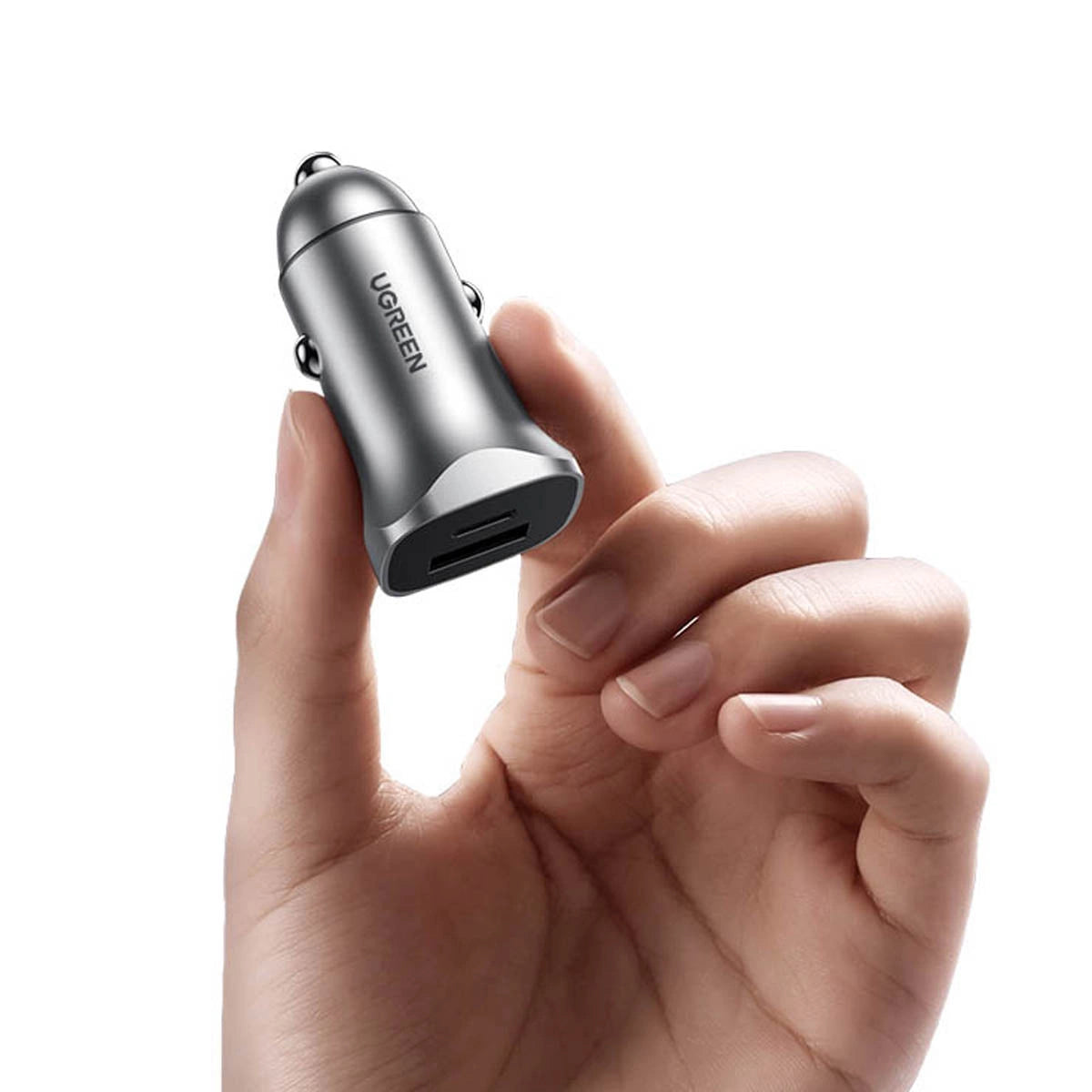 UGREEN Dual-Port Car Charger - 30W / USB-C / USB-A / Space Grey