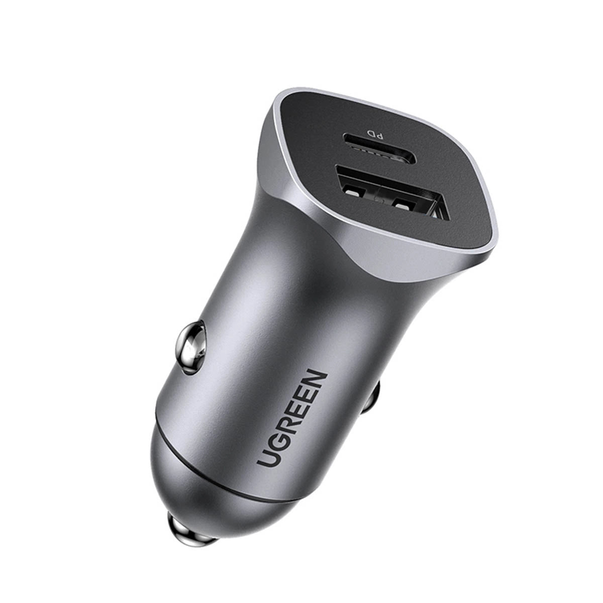 UGREEN Dual-Port Car Charger - 30W / USB-C / USB-A / Space Grey