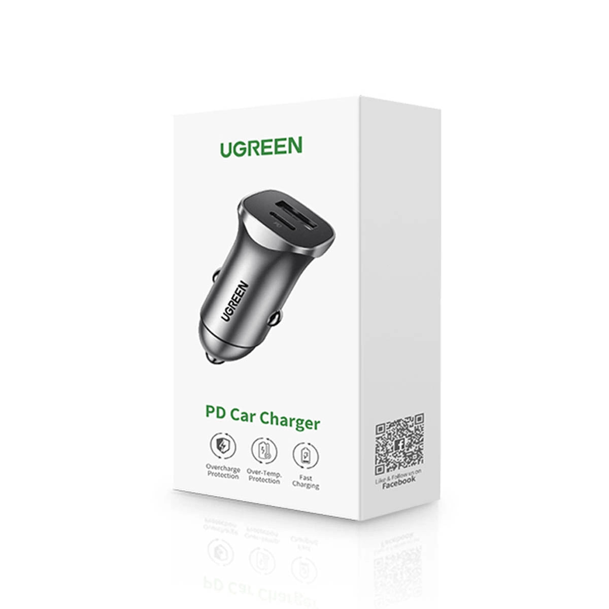 UGREEN Dual-Port Car Charger - 30W / USB-C / USB-A / Space Grey
