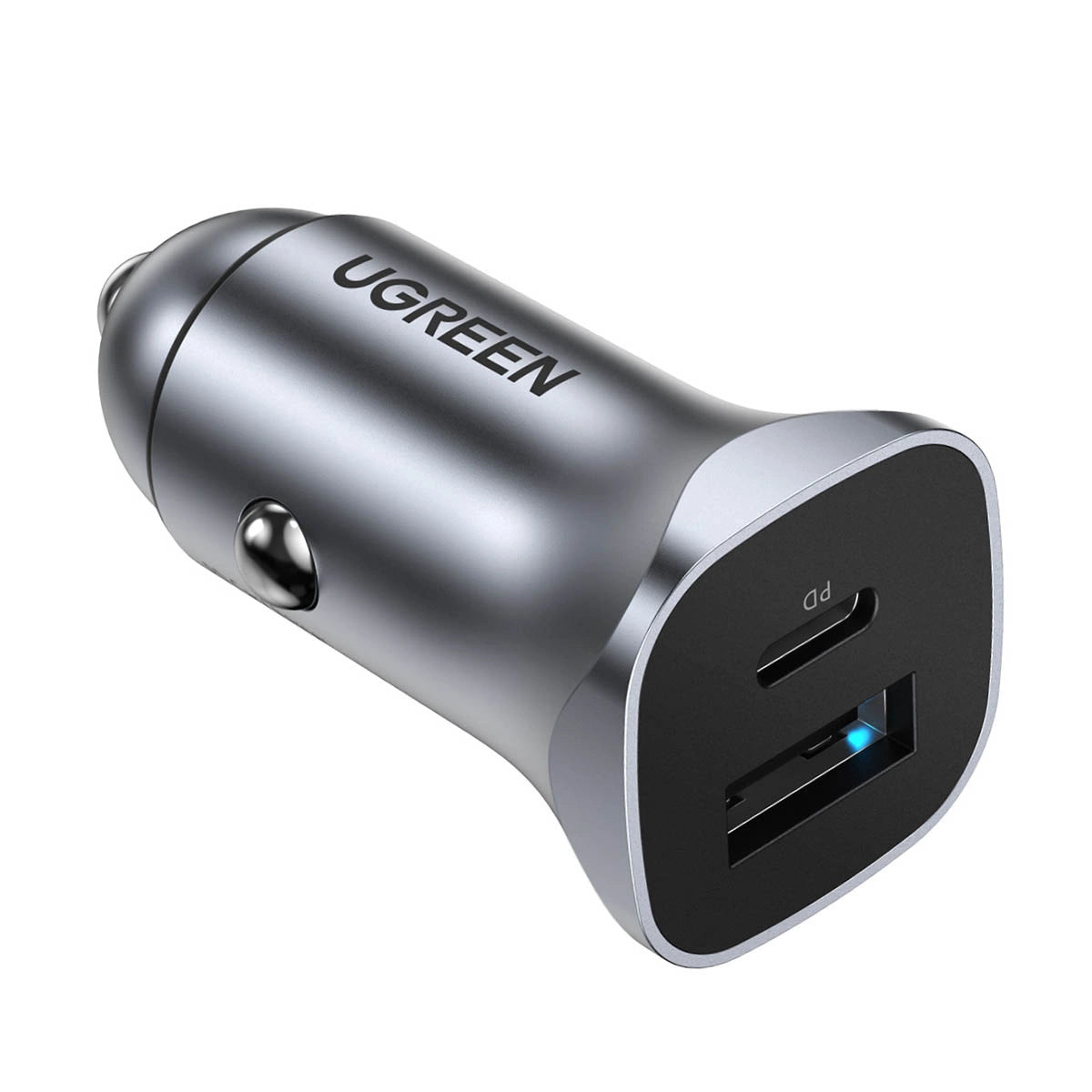 UGREEN Dual-Port Car Charger - 30W / USB-C / USB-A / Space Grey