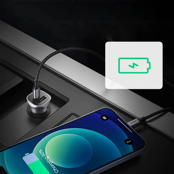 UGREEN Dual-Port Car Charger - 30W / USB-C / USB-A / Space Grey