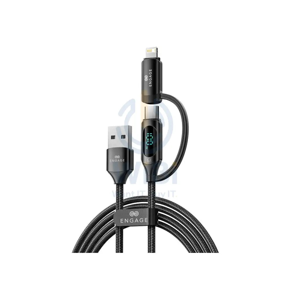 Engage 2 In 1 USB-A To USB-C Lightning 100w Fast Charging Digital Cable 1 Meter - Black Accessories > Cables &