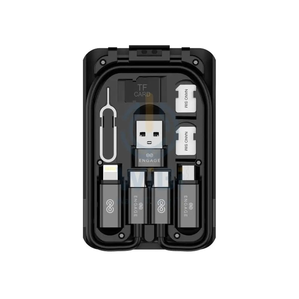 Engage 6 In 1 Multi-functional USB Cables Box With Sim Card Accessories - Black Accessories > Cables & Converters >