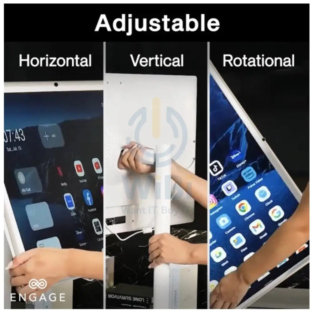 ENGAGE Android Rotating Touch Screen with Built-In Camera - 32’’ / 128GB / 8GB / 4G / USB-A / Wi-Fi / HDMI Monitors &