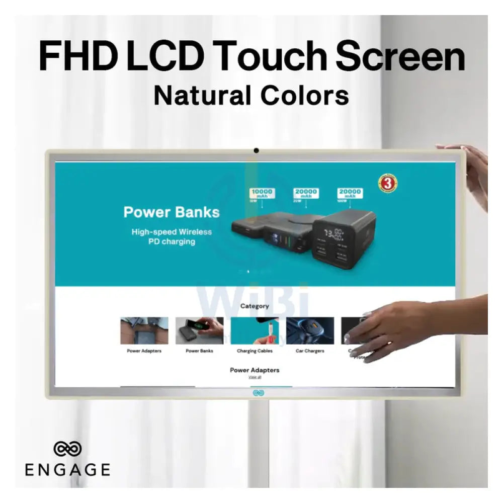 ENGAGE Android Rotating Touch Screen with Built-In Camera - 32’’ / 128GB / 8GB / 4G / USB-A / Wi-Fi / HDMI Monitors &