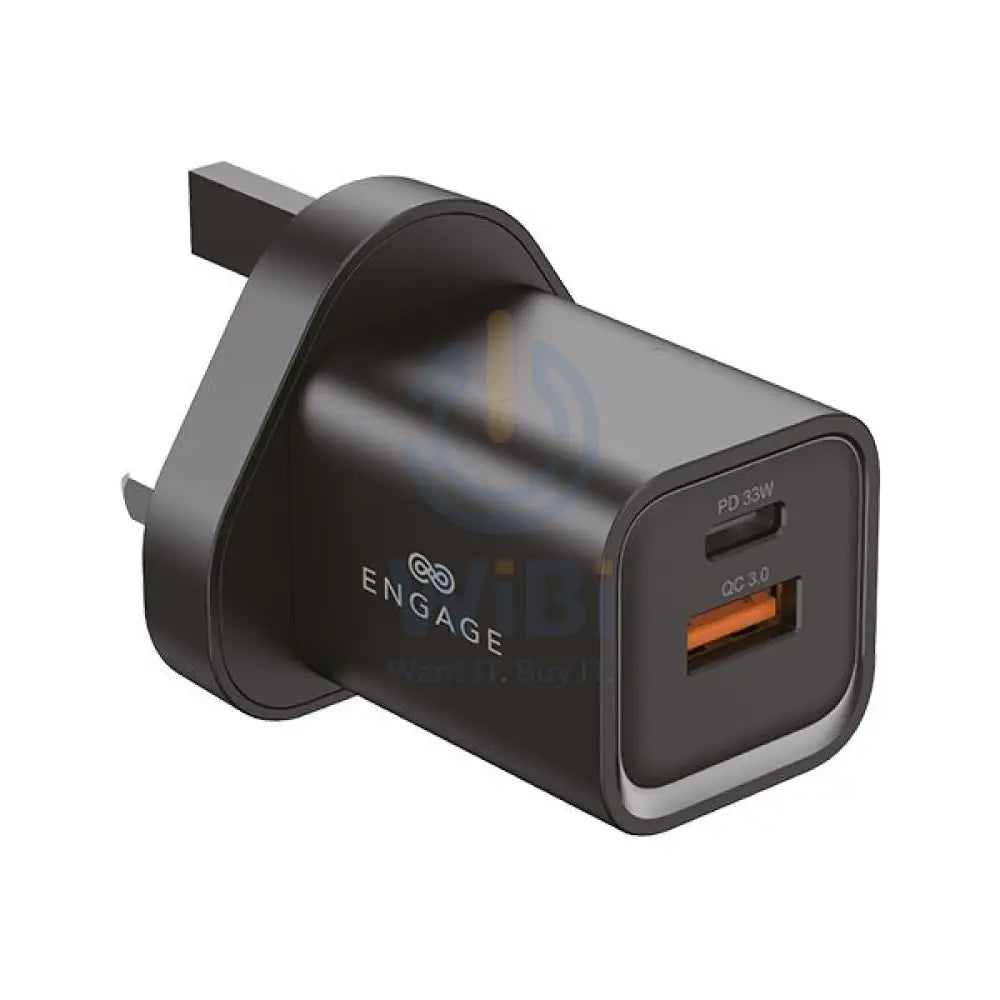 Engage Dual Port Quick Charger Power Adapter - 33W PD / Black Accessories > Power Adapters