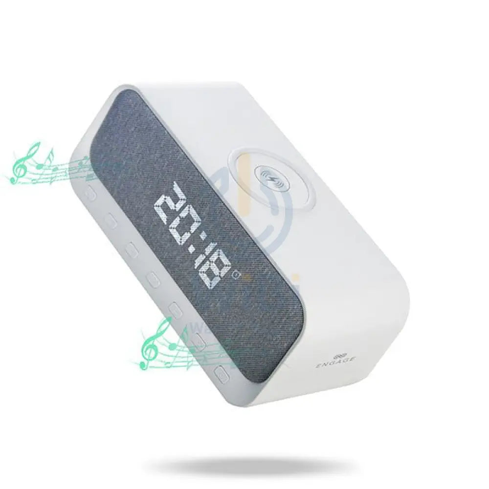 ENGAGE Multifuncation Speaker Digital Alarm Clock - 1200mAh / Bluetooth / USB / AUX / Type-C - White Accessories >