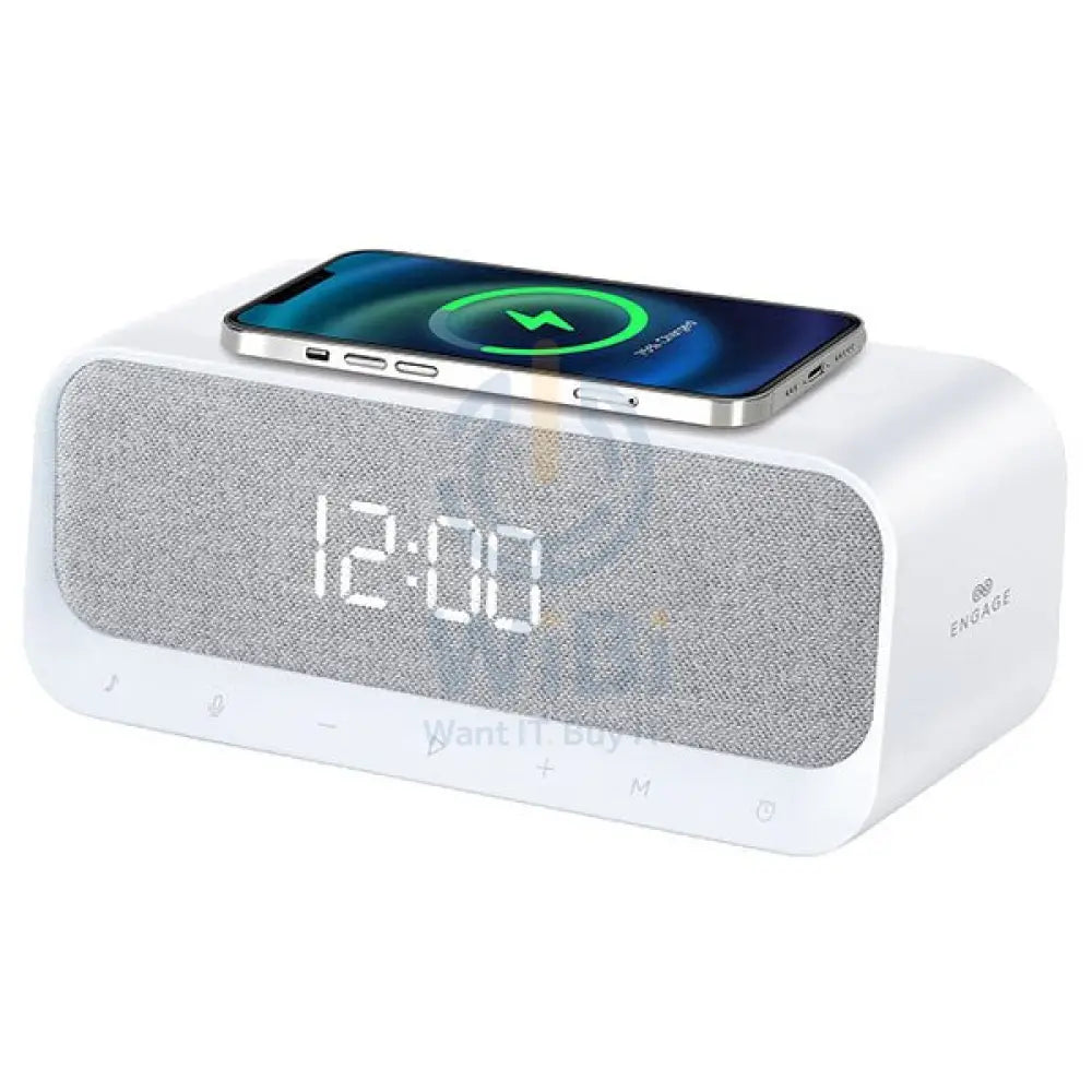 ENGAGE Multifuncation Speaker Digital Alarm Clock - 1200mAh / Bluetooth / USB / AUX / Type-C - White Accessories >
