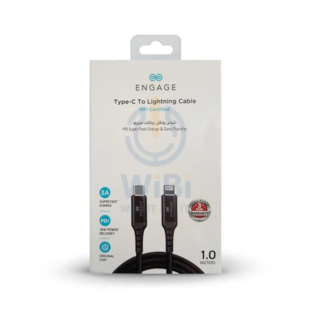 Engage PD 18W Fast Charging MFI certified Type-C to Lightning Cable 1 Meter - White Accessories > Cables & Converters >