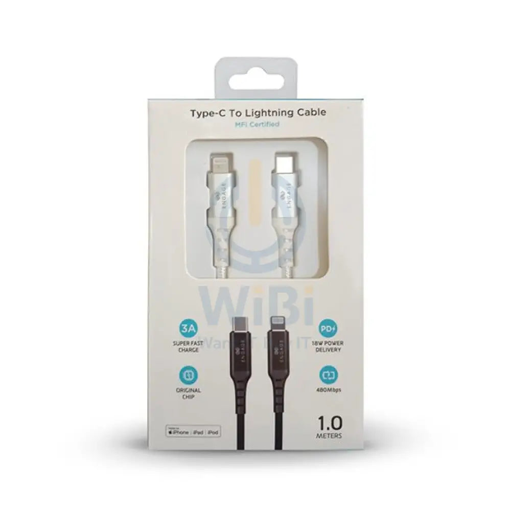 Engage PD 18W Fast Charging MFI certified Type-C to Lightning Cable 1 Meter - White Accessories > Cables & Converters >