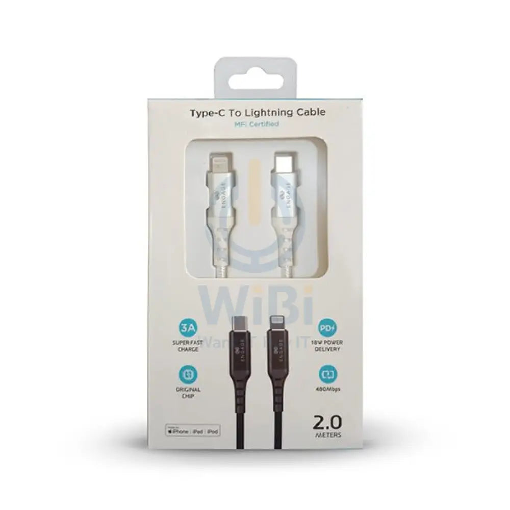 Engage PD 18W Fast Charging MFI certified Type-C to Lightning Cable 2 meters - White Accessories > Cables & Converters