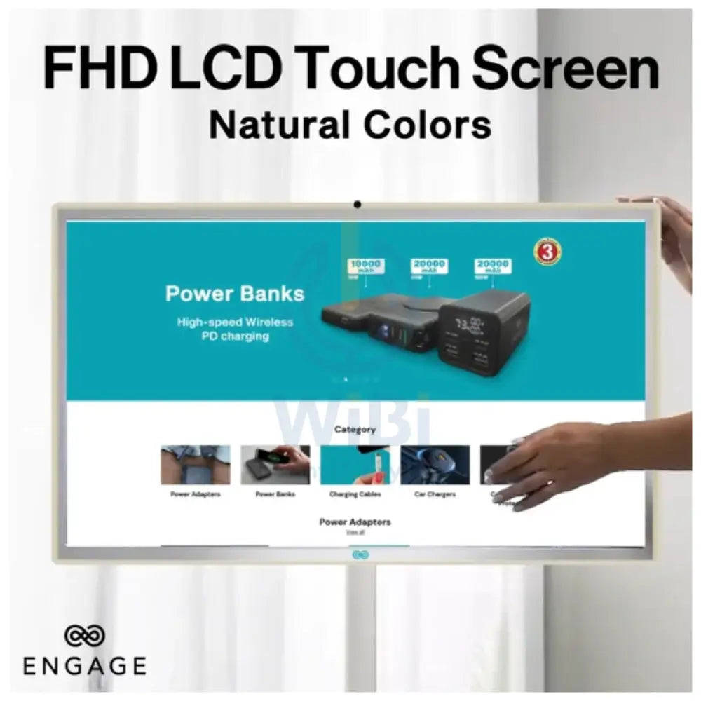 ENGAGE Wireless Android Interactive Screen With Built-In Camera - 32’’ / 128GB / 8GB / Wi-Fi / USB-A / HDMI Monitors &