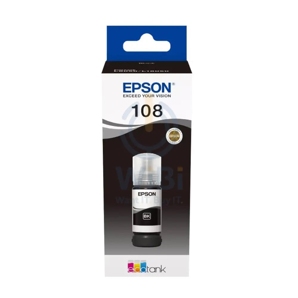 Epson 108 EcoTank Black Ink Bottle - 3600 Pages / Black Color / Ink Bottle Accessories > Printers & Scanners > Printers
