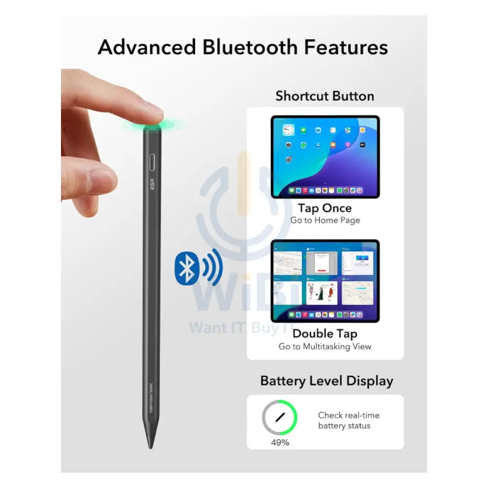 ESR Geo Digital Pencil With Find My - Black Accessories > Mobiles & Tablets > Tablets > Stylus & Pencil