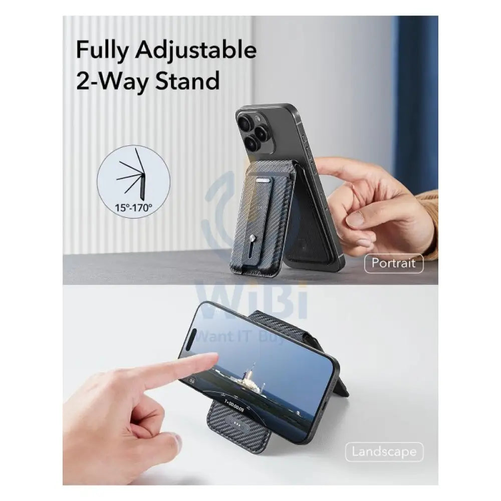 ESR HaloLock Geo Wallet Grip Stand - Carbon Fiber Accessories > Head Phones Holder