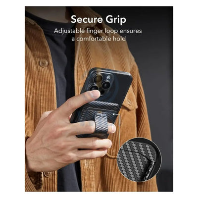 ESR HaloLock Geo Wallet Grip Stand - Carbon Fiber Accessories > Head Phones Holder