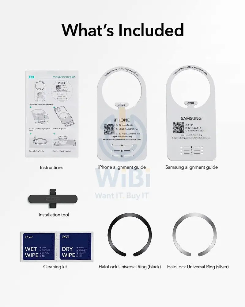 ESR HaloLock Universal Ring Wireless Charging MagSafe -[2pack] - Black / Silver Accessories > Mobiles & Tablets