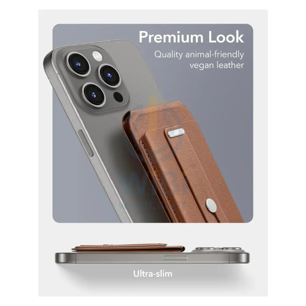 ESR Magsafe Leather Grip Stand - Tan Accessories > Mobiles & Tablets > Mobiles > Grips
