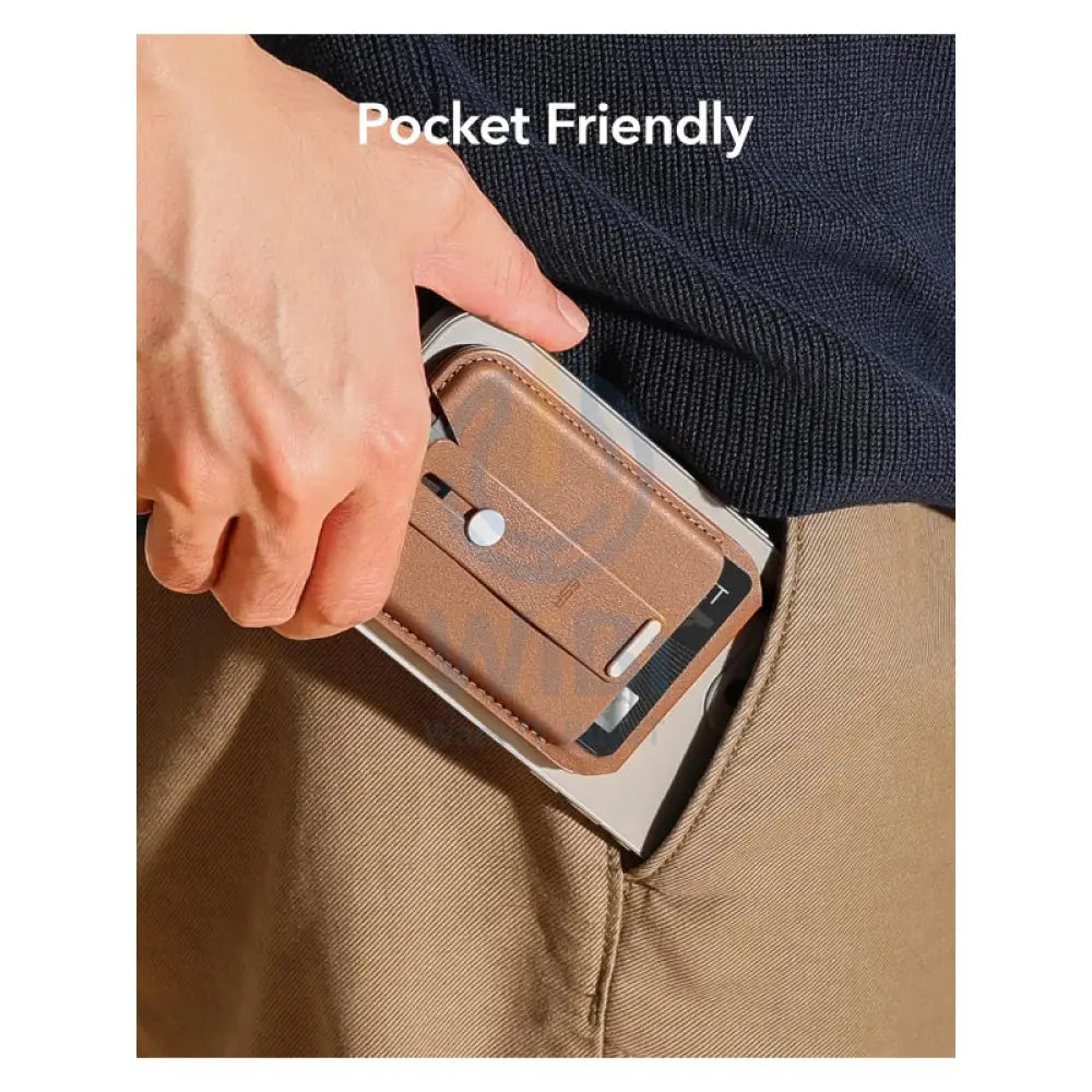 ESR Magsafe Leather Grip Stand - Tan Accessories > Mobiles & Tablets > Mobiles > Grips