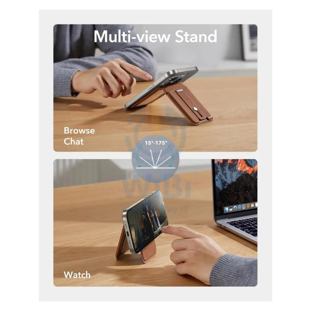 ESR Magsafe Leather Grip Stand - Tan Accessories > Mobiles & Tablets > Mobiles > Grips