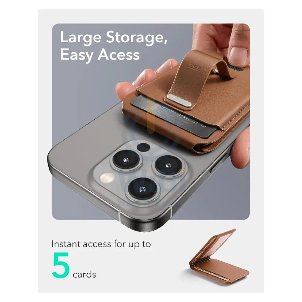 ESR Magsafe Leather Grip Stand - Tan Accessories > Mobiles & Tablets > Mobiles > Grips
