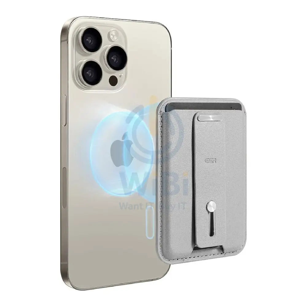 ESR Magsafe Leather Grip Wallet - Light Gray Accessories > Mobiles & Tablets > Mobiles > Grips