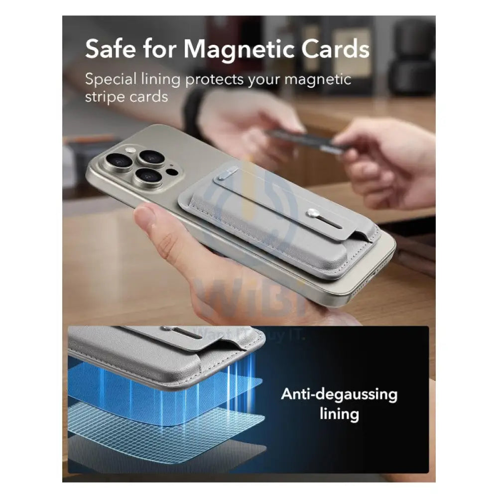 ESR Magsafe Leather Grip Wallet - Light Gray Accessories > Mobiles & Tablets > Mobiles > Grips