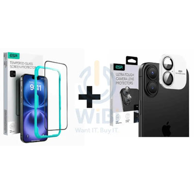 ESR Tempered-Glass Screen Protector - Apple iPhone 16 Plus + ESR Camera Lens Protector - Apple iPhone 16/16 Plus