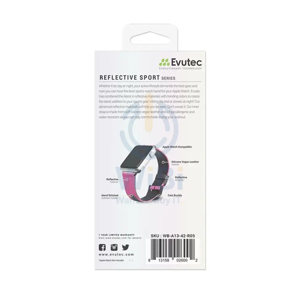 Evutec Apple Watch Band 45mm/44mm/42mm/Ultra Reflective Sport - Pink/Black Accessories > Smart Watches > Straps