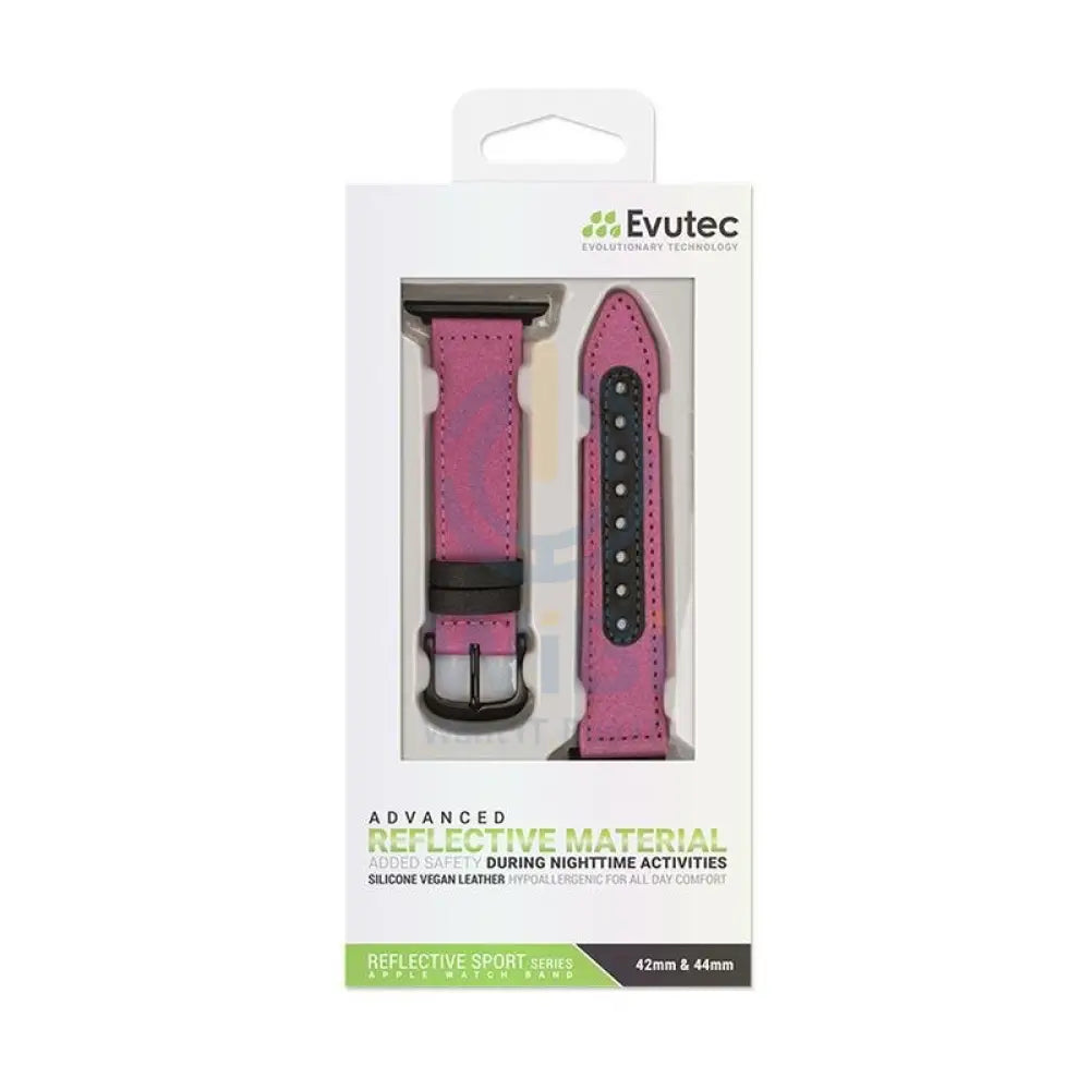 Evutec Apple Watch Band 45mm/44mm/42mm/Ultra Reflective Sport - Pink/Black Accessories > Smart Watches > Straps