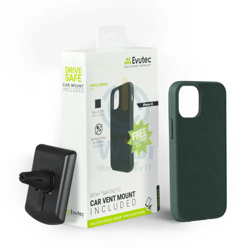 Evutec iPhone 12 mini Ballistic Nylon Case with AFIX + Mount - Green Accessories > Mobiles & Tablets > Mobiles > Screen
