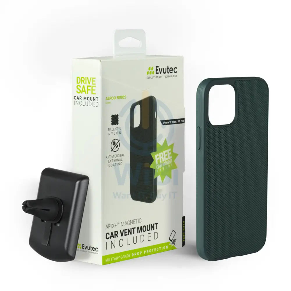Evutec iPhone 12 / iPhone 12 Pro Ballistic Nylon Case with AFIX + Mount - Green Accessories > Mobiles & Tablets >