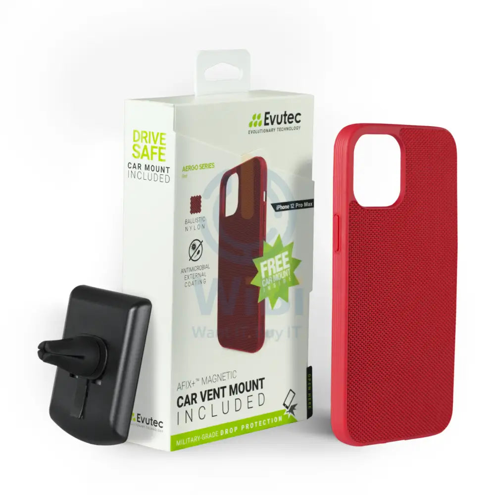 Evutec iPhone 12 Pro Max Ballistic Nylon Case with AFIX + Mount - Red Accessories > Mobiles & Tablets > Mobiles >