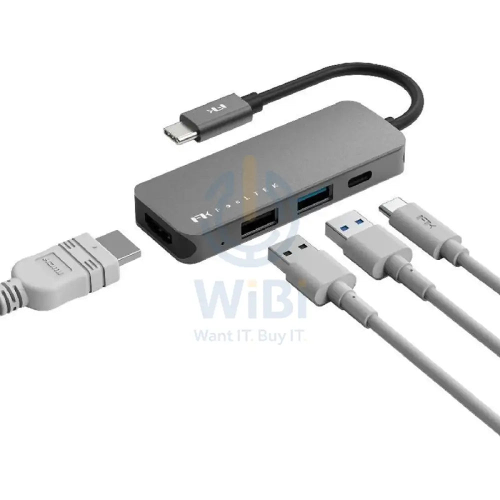 FeelTek 4-in-1 Portable USB-C Hub - Grey Accessories > USB Hub