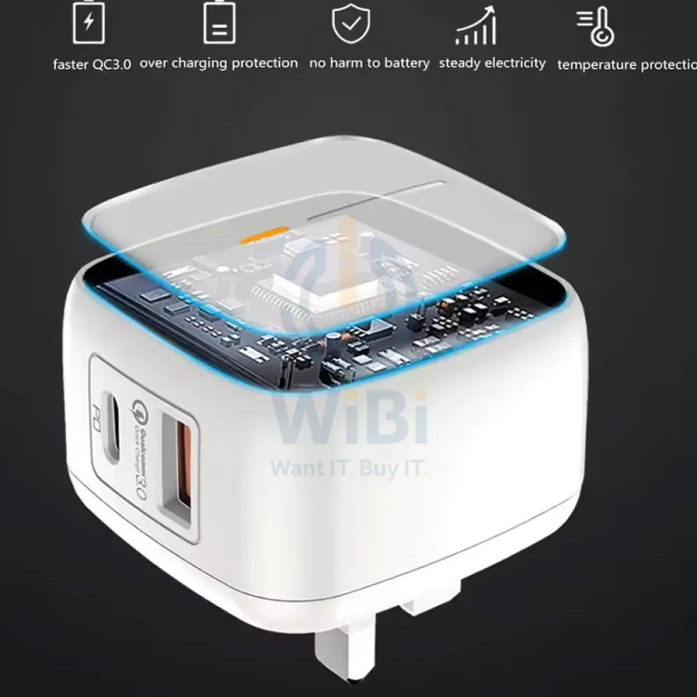 Foneng Fast Charger - UK22 / 20W / (Qc + PD) / White Accessories > Power Adapters