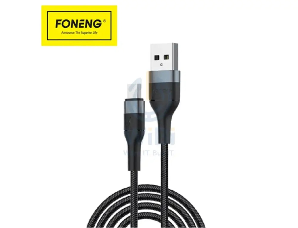 Foneng X51 2M Spiral Weaved Quick Charge Data Cable Fast 3A - Black Accessories > Cables & Converters > Cables