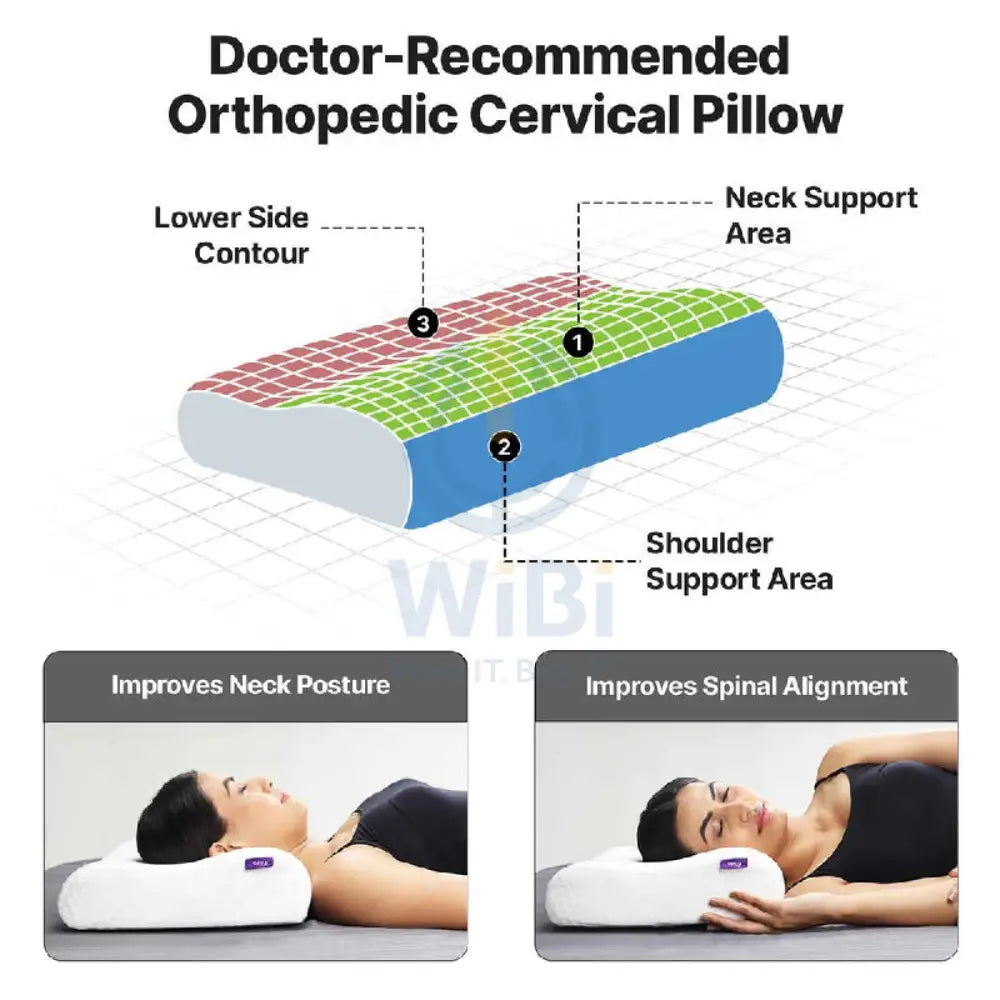 Frido FR-OCVP-PB Orthopedic Cervical Pillow - Blue Outdoor & Travel > Pillows